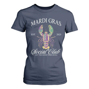 Mardi Gras T Shirt For Women The Carnival Social Club Louisiana Crawfish Glitter Print TS10 Navy Print Your Wear