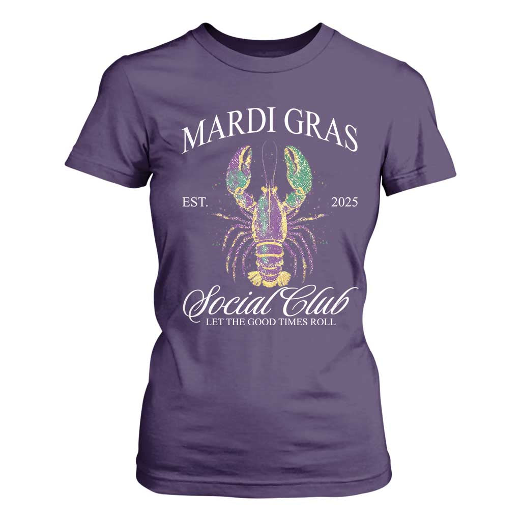 Mardi Gras T Shirt For Women The Carnival Social Club Louisiana Crawfish Glitter Print TS10 Purple Print Your Wear