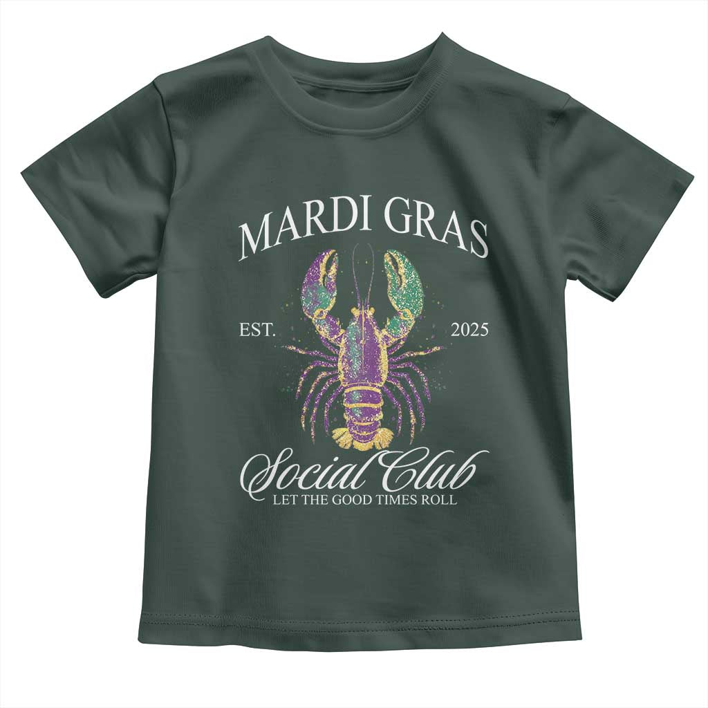 Mardi Gras Toddler T Shirt The Carnival Social Club Louisiana Crawfish Glitter Print TS10 Dark Forest Green Print Your Wear