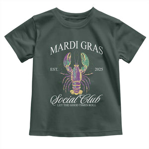 Mardi Gras Toddler T Shirt The Carnival Social Club Louisiana Crawfish Glitter Print TS10 Dark Forest Green Print Your Wear