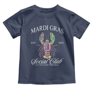 Mardi Gras Toddler T Shirt The Carnival Social Club Louisiana Crawfish Glitter Print TS10 Navy Print Your Wear