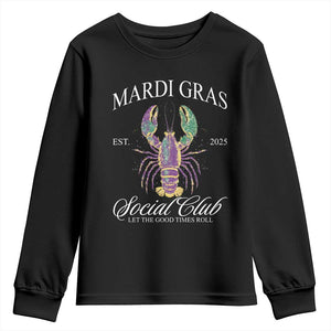 Mardi Gras Youth Sweatshirt The Carnival Social Club Louisiana Crawfish Glitter Print TS10 Black Print Your Wear