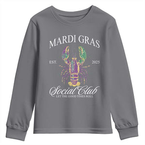 Mardi Gras Youth Sweatshirt The Carnival Social Club Louisiana Crawfish Glitter Print TS10 Charcoal Print Your Wear