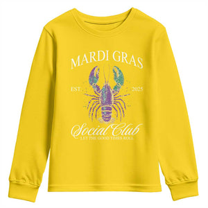 Mardi Gras Youth Sweatshirt The Carnival Social Club Louisiana Crawfish Glitter Print TS10 Daisy Print Your Wear