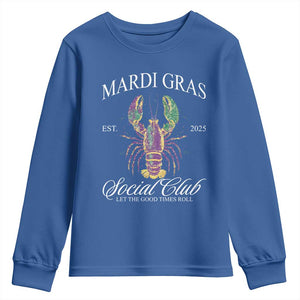 Mardi Gras Youth Sweatshirt The Carnival Social Club Louisiana Crawfish Glitter Print TS10 Royal Blue Print Your Wear