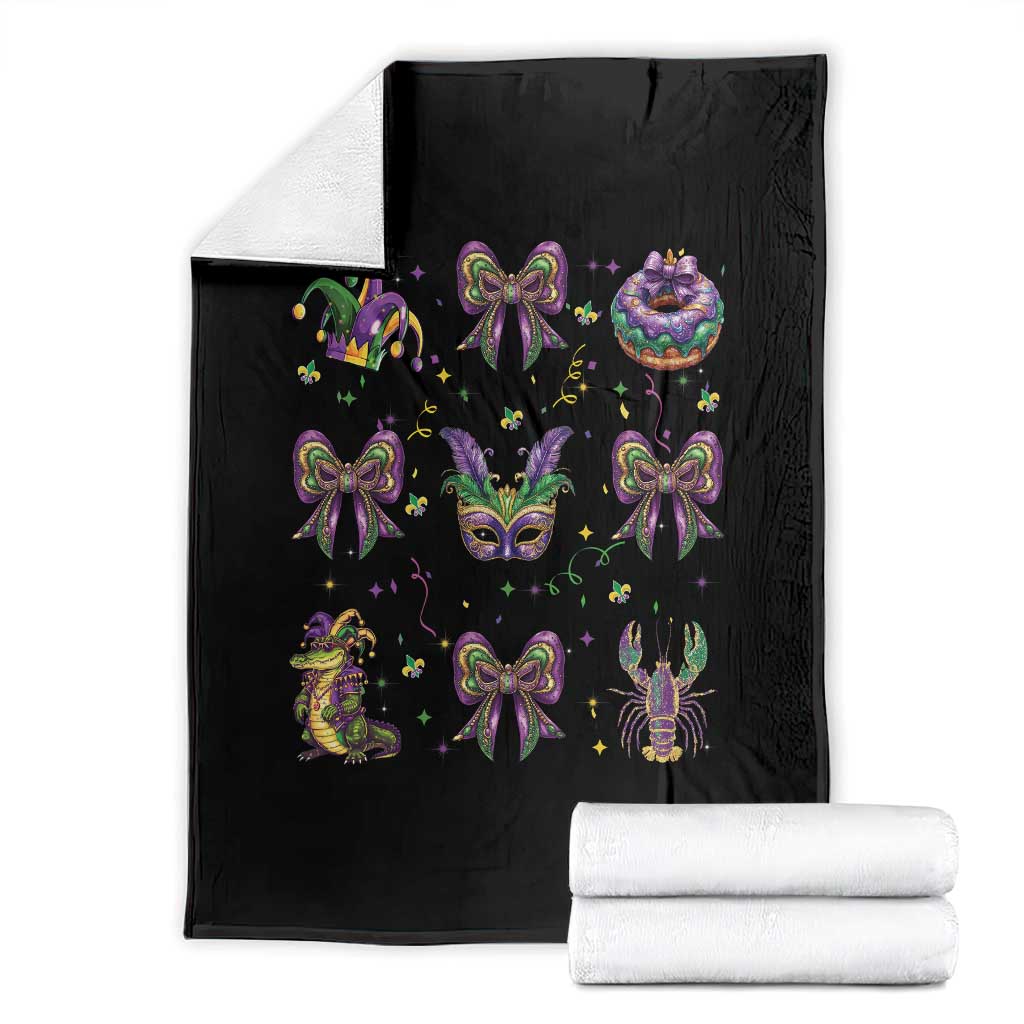 Mardi Gras Coquette Throw Blanket Glitter Print Louisiana New Orleans Party Custume Beads TS10 Black Print Your Wear