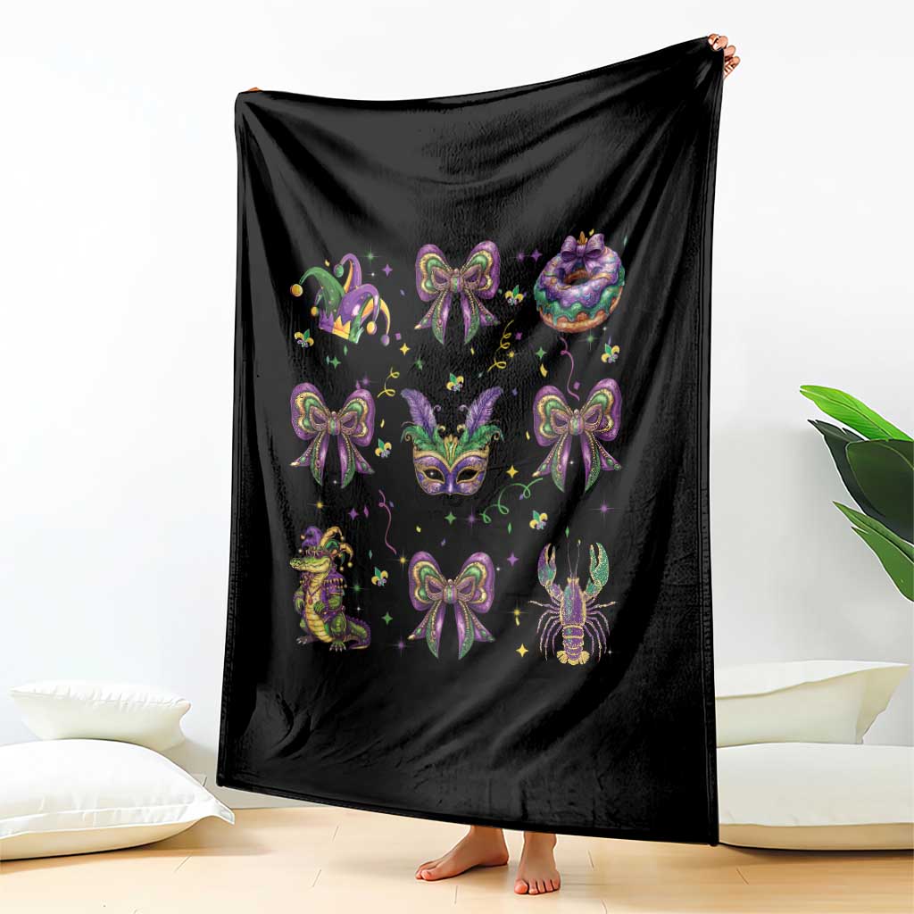 Mardi Gras Coquette Throw Blanket Glitter Print Louisiana New Orleans Party Custume Beads TS10 Print Your Wear