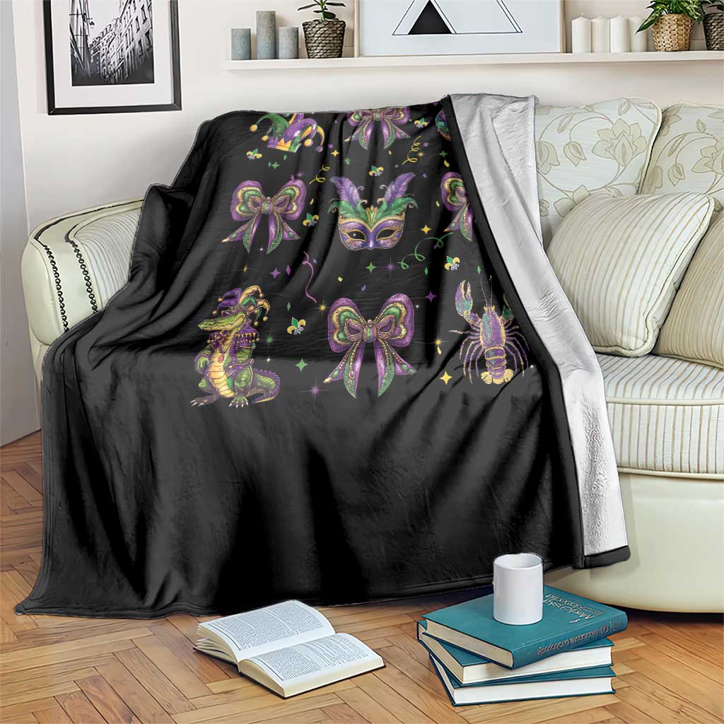 Mardi Gras Coquette Throw Blanket Glitter Print Louisiana New Orleans Party Custume Beads TS10 Print Your Wear