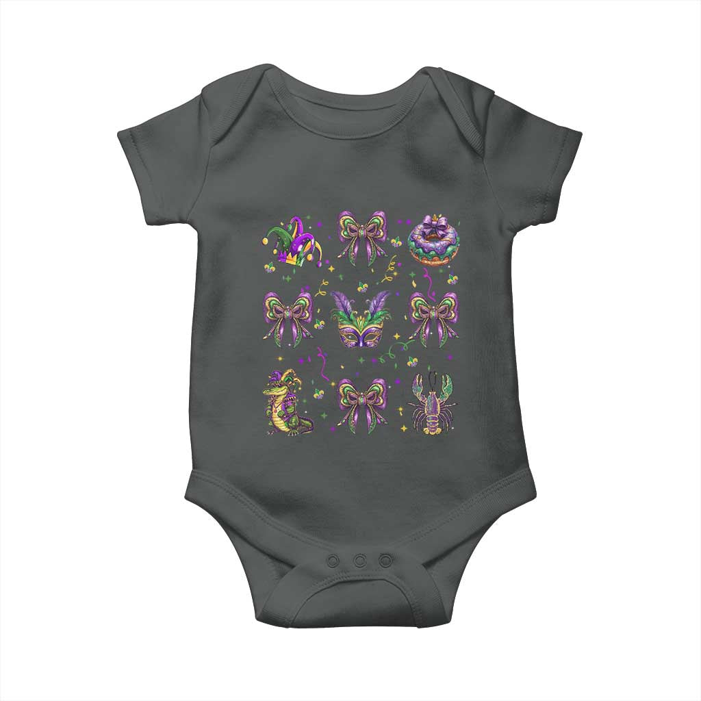 Mardi Gras Coquette Baby Onesie Glitter Print Louisiana New Orleans Party Custume Beads TS10 Dark Heather Print Your Wear