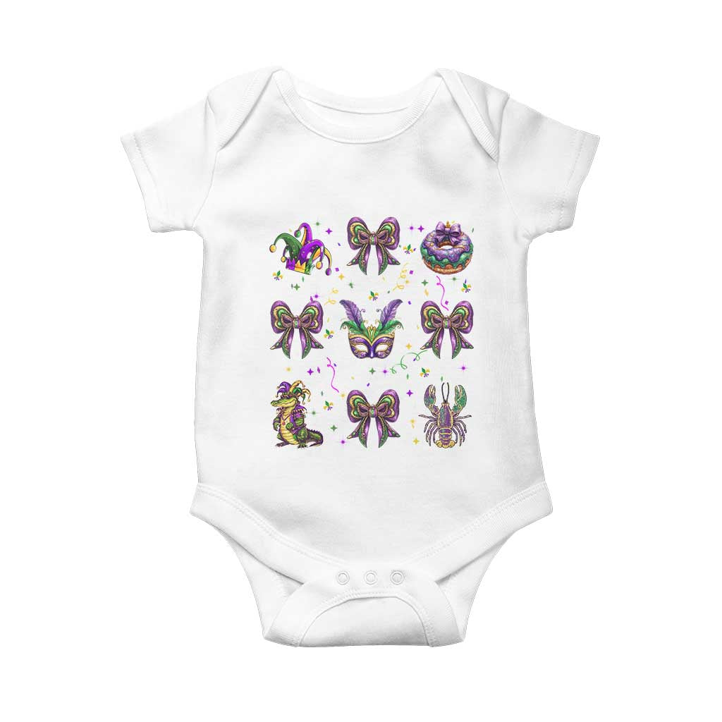Mardi Gras Coquette Baby Onesie Glitter Print Louisiana New Orleans Party Custume Beads TS10 White Print Your Wear
