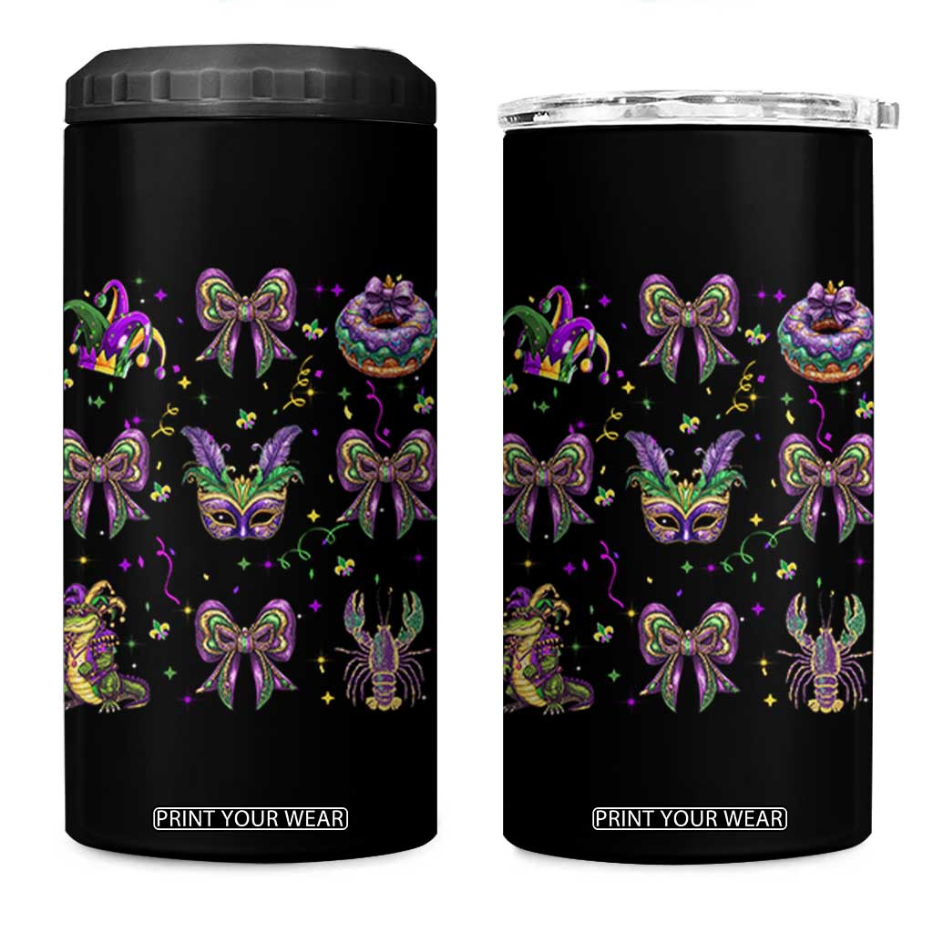 Mardi Gras Coquette 4 in 1 Can Cooler Tumbler Glitter Print Louisiana New Orleans Party Custume Beads TS10 One Size: 16 oz Black Print Your Wear