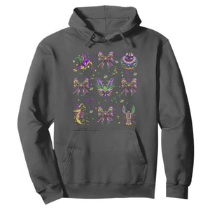 Mardi Gras Coquette Hoodie Glitter Print Louisiana New Orleans Party Custume Beads TS10 Dark Heather Print Your Wear