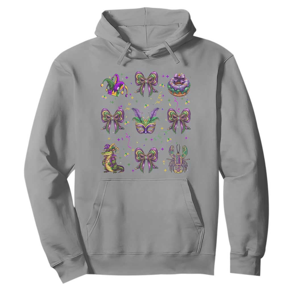 Mardi Gras Coquette Hoodie Glitter Print Louisiana New Orleans Party Custume Beads TS10 Sport Gray Print Your Wear