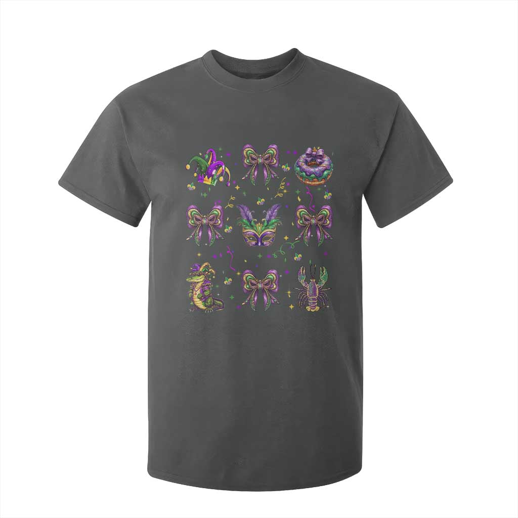 Mardi Gras Coquette T Shirt For Kid Glitter Print Louisiana New Orleans Party Custume Beads TS10 Dark Heather Print Your Wear