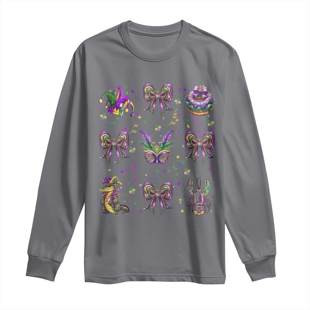 Mardi Gras Coquette Long Sleeve Shirt Glitter Print Louisiana New Orleans Party Custume Beads TS10 Charcoal Print Your Wear