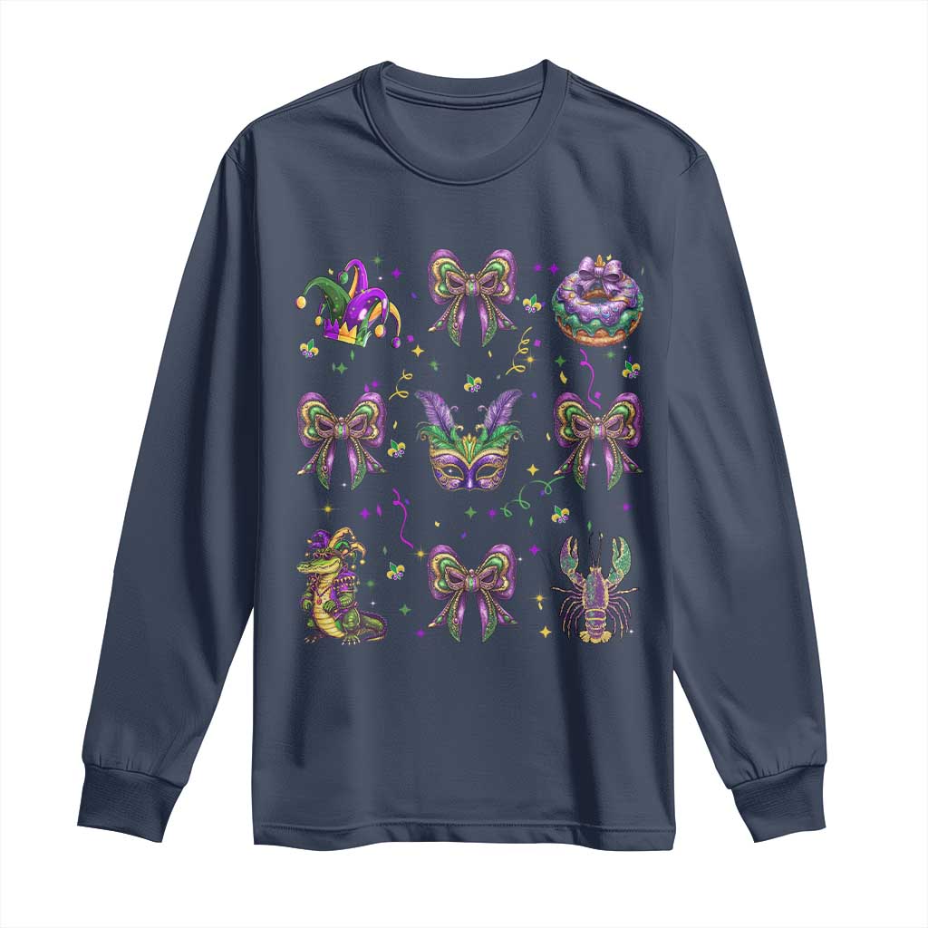 Mardi Gras Coquette Long Sleeve Shirt Glitter Print Louisiana New Orleans Party Custume Beads TS10 Navy Print Your Wear