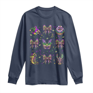 Mardi Gras Coquette Long Sleeve Shirt Glitter Print Louisiana New Orleans Party Custume Beads TS10 Navy Print Your Wear