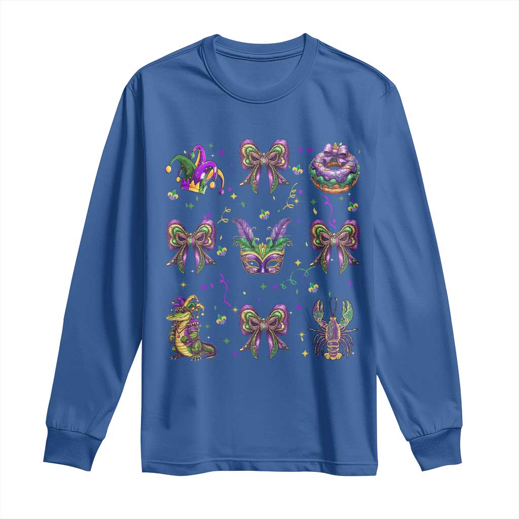 Mardi Gras Coquette Long Sleeve Shirt Glitter Print Louisiana New Orleans Party Custume Beads TS10 Royal Blue Print Your Wear