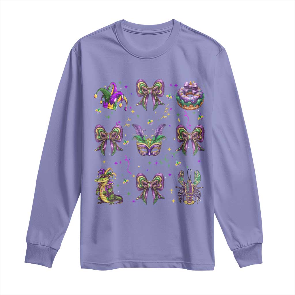 Mardi Gras Coquette Long Sleeve Shirt Glitter Print Louisiana New Orleans Party Custume Beads TS10 Violet Print Your Wear