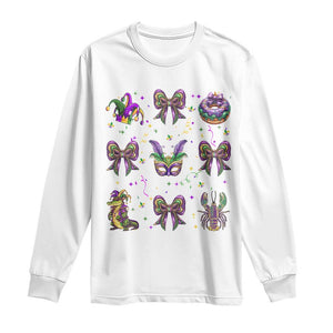 Mardi Gras Coquette Long Sleeve Shirt Glitter Print Louisiana New Orleans Party Custume Beads TS10 White Print Your Wear