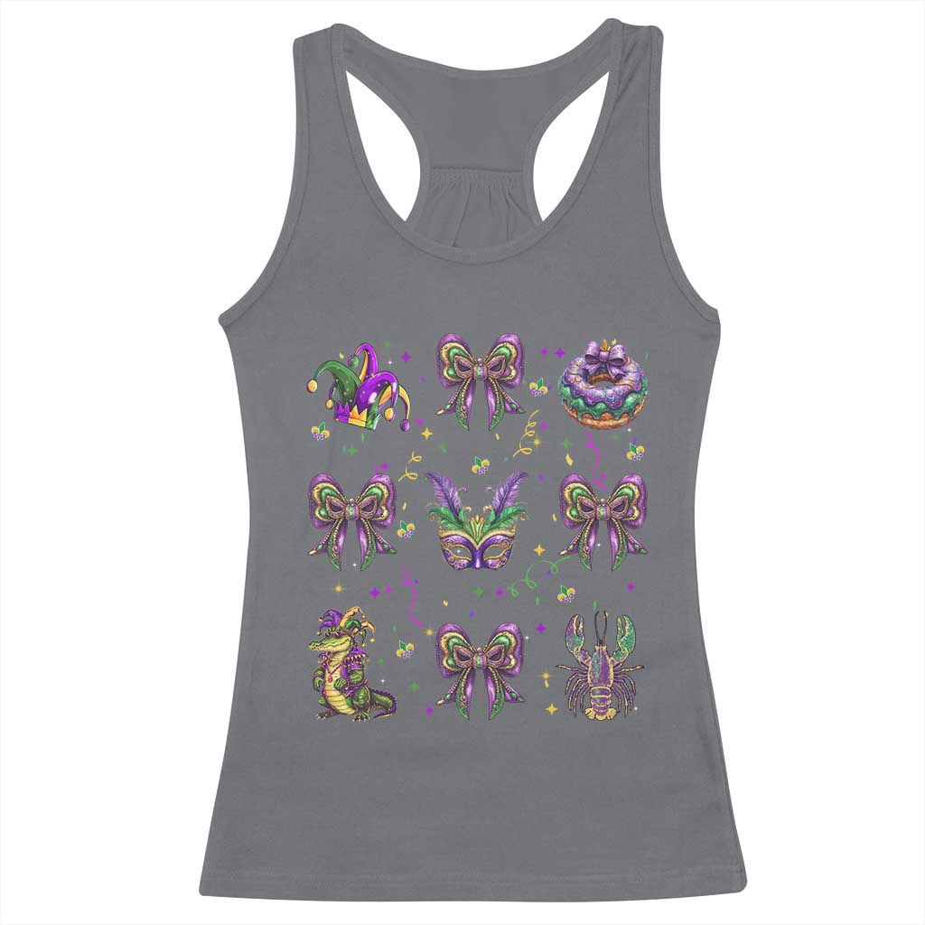 Mardi Gras Coquette Racerback Tank Top Glitter Print Louisiana New Orleans Party Custume Beads TS10 Charcoal Print Your Wear