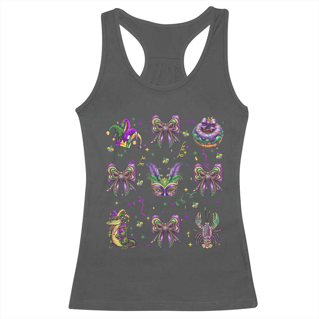 Mardi Gras Coquette Racerback Tank Top Glitter Print Louisiana New Orleans Party Custume Beads TS10 Dark Heather Print Your Wear