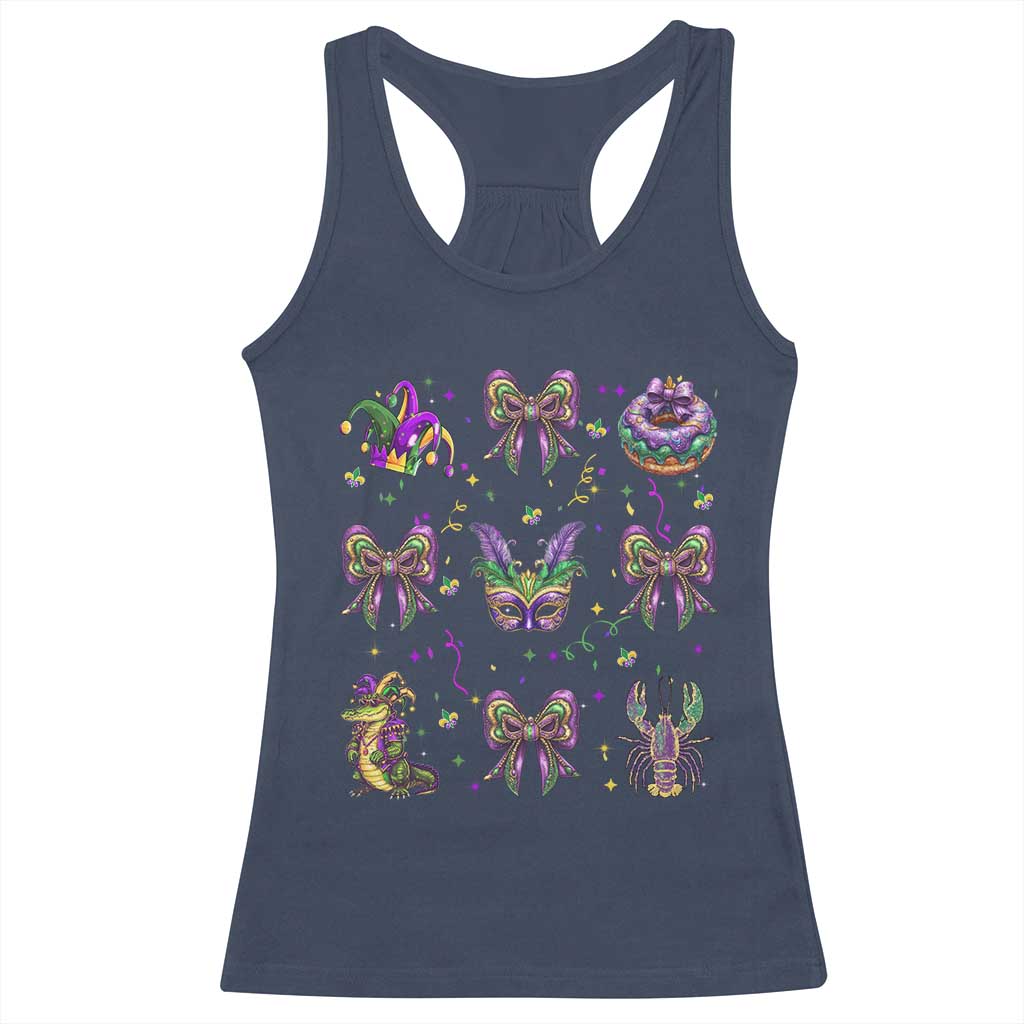 Mardi Gras Coquette Racerback Tank Top Glitter Print Louisiana New Orleans Party Custume Beads TS10 Navy Print Your Wear