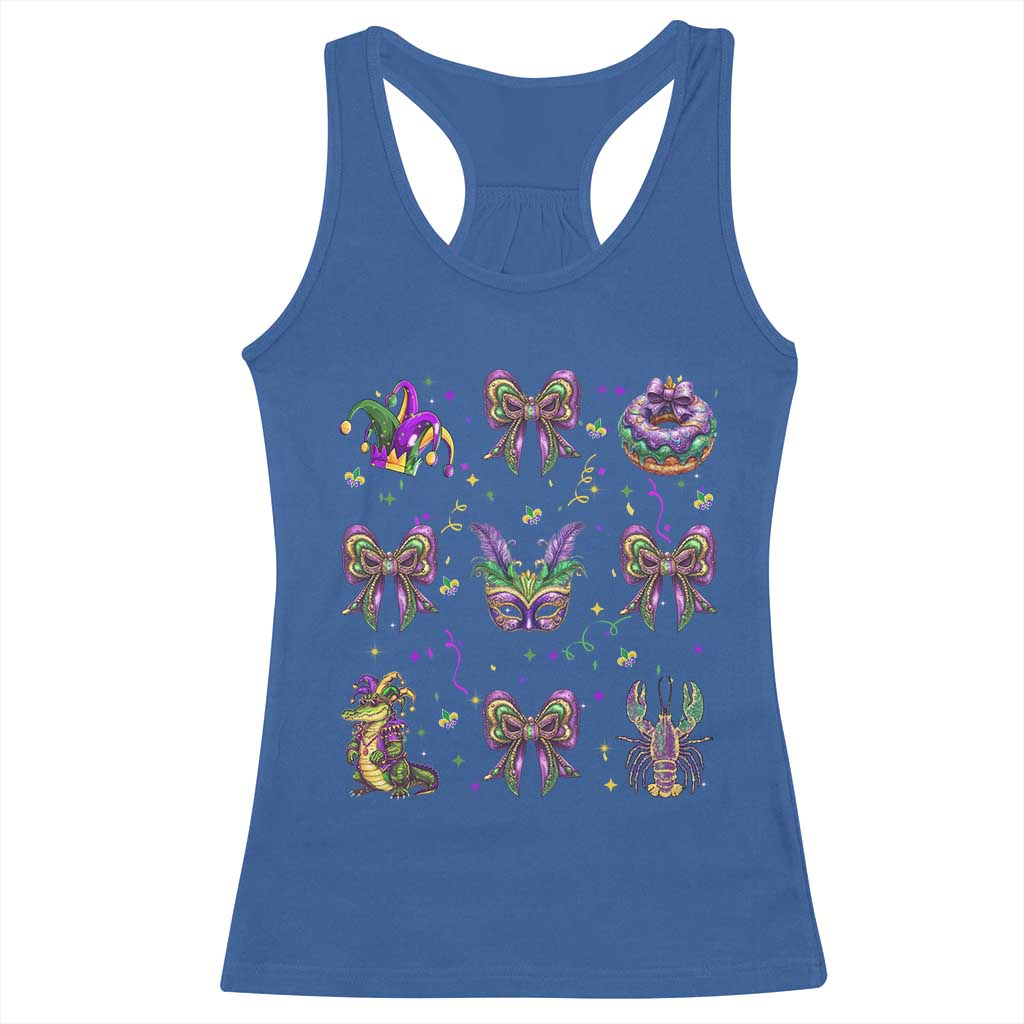 Mardi Gras Coquette Racerback Tank Top Glitter Print Louisiana New Orleans Party Custume Beads TS10 Royal Blue Print Your Wear