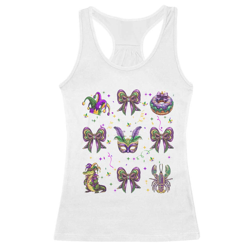 Mardi Gras Coquette Racerback Tank Top Glitter Print Louisiana New Orleans Party Custume Beads TS10 White Print Your Wear