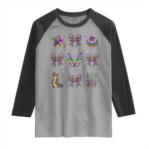Mardi Gras Coquette Raglan Shirt Glitter Print Louisiana New Orleans Party Custume Beads TS10 Sport Gray Black Print Your Wear
