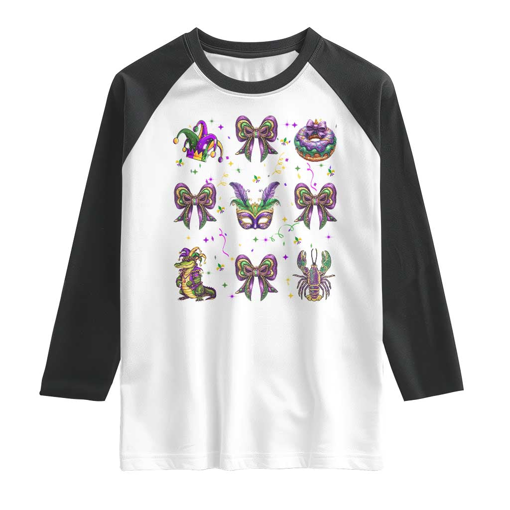 Mardi Gras Coquette Raglan Shirt Glitter Print Louisiana New Orleans Party Custume Beads TS10 White Black Print Your Wear