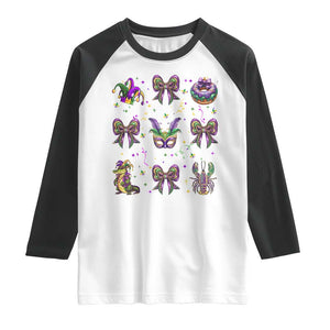 Mardi Gras Coquette Raglan Shirt Glitter Print Louisiana New Orleans Party Custume Beads TS10 White Black Print Your Wear