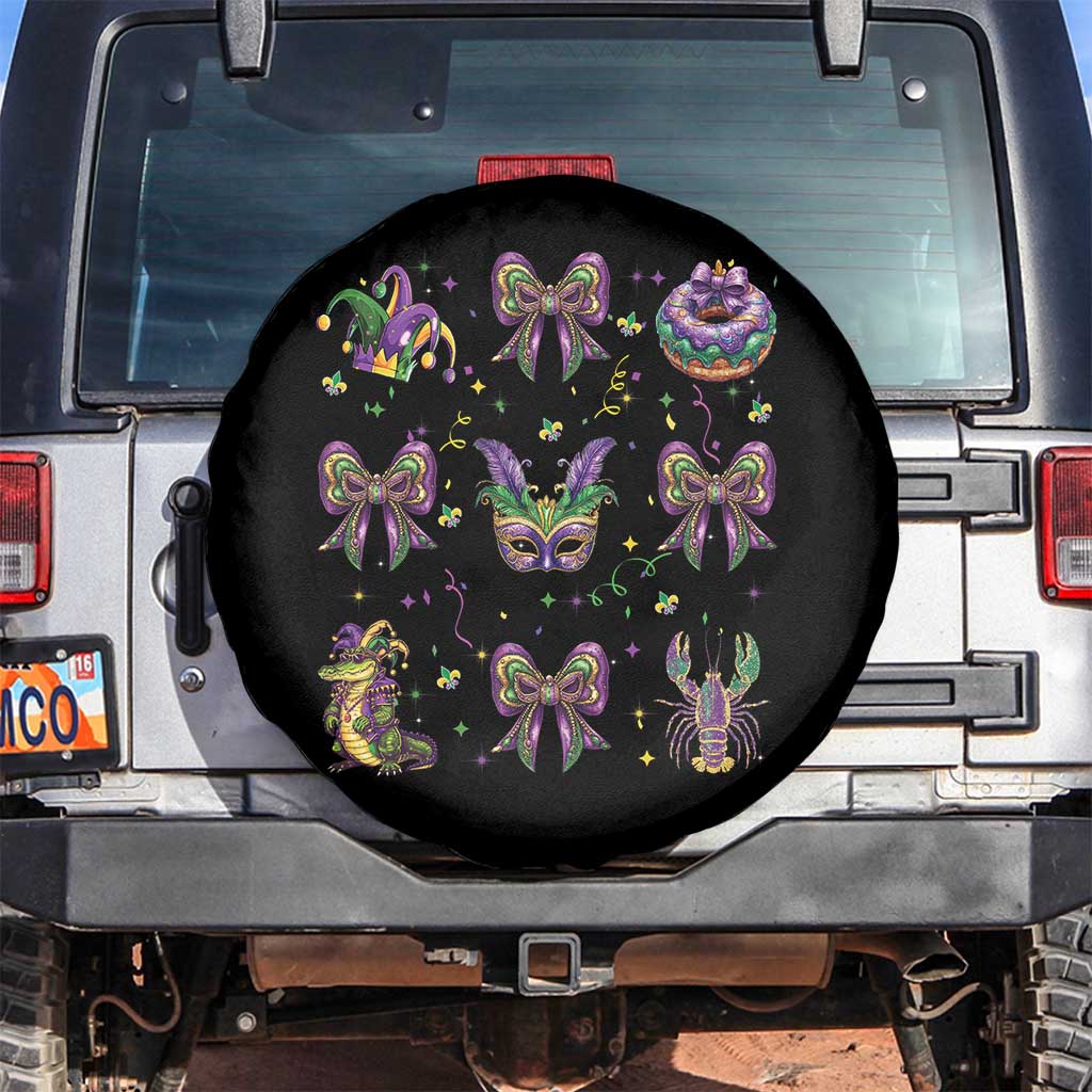 Mardi Gras Coquette Spare Tire Cover Glitter Print Louisiana New Orleans Party Custume Beads TS10 No hole Black Print Your Wear