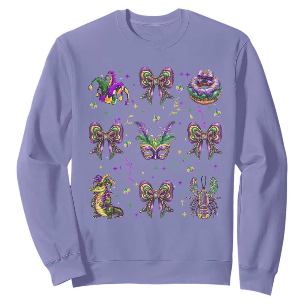 Mardi Gras Coquette Sweatshirt Glitter Print Louisiana New Orleans Party Custume Beads TS10 Violet Print Your Wear
