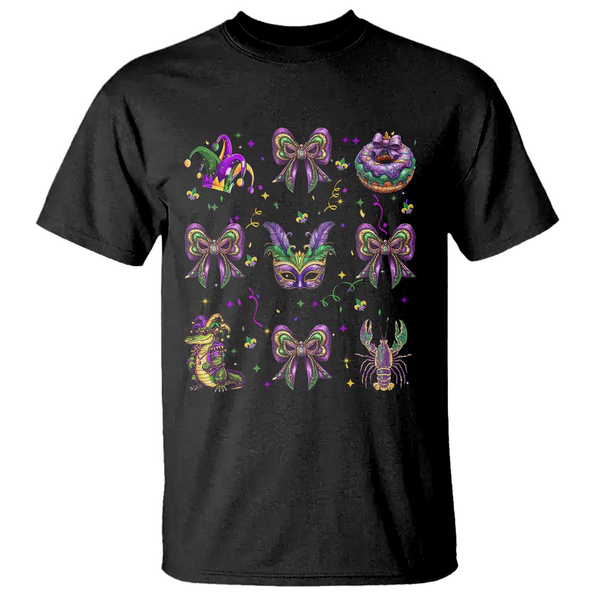 Mardi Gras Coquette T Shirt Glitter Print Louisiana New Orleans Party Custume Beads TS10 Black Print Your Wear