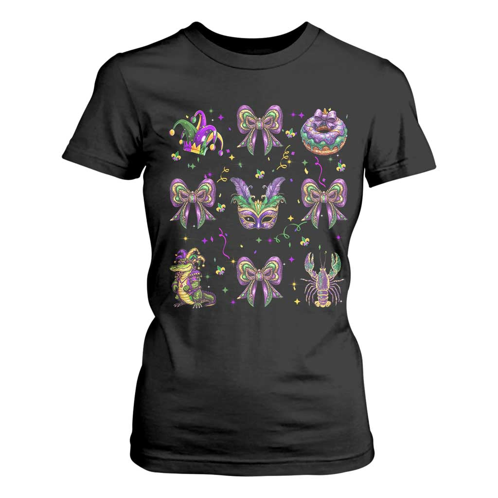 Mardi Gras Coquette T Shirt For Women Glitter Print Louisiana New Orleans Party Custume Beads TS10 Black Print Your Wear