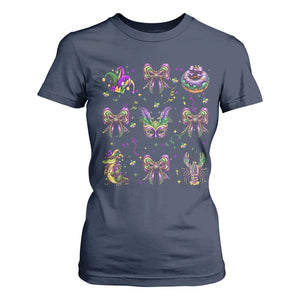 Mardi Gras Coquette T Shirt For Women Glitter Print Louisiana New Orleans Party Custume Beads TS10 Navy Print Your Wear