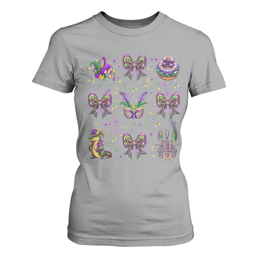 Mardi Gras Coquette T Shirt For Women Glitter Print Louisiana New Orleans Party Custume Beads TS10 Sport Gray Print Your Wear