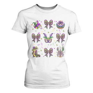 Mardi Gras Coquette T Shirt For Women Glitter Print Louisiana New Orleans Party Custume Beads TS10 White Print Your Wear