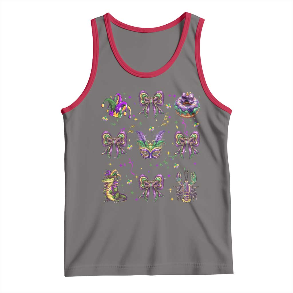 Mardi Gras Coquette Tank Top Glitter Print Louisiana New Orleans Party Custume Beads TS10 Deep Heather Red Print Your Wear