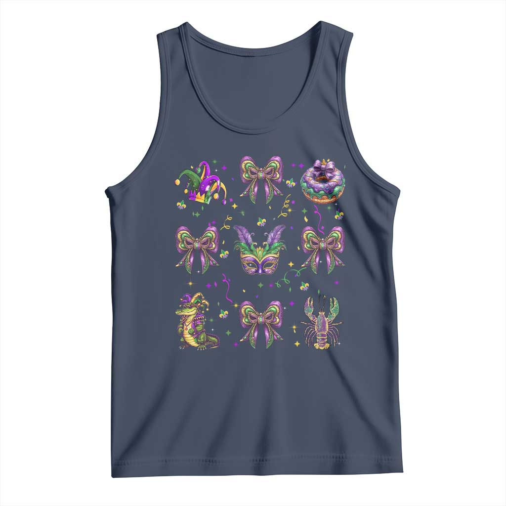 Mardi Gras Coquette Tank Top Glitter Print Louisiana New Orleans Party Custume Beads TS10 Navy Print Your Wear