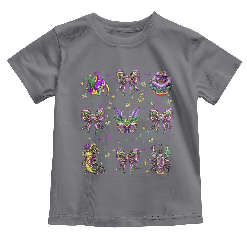 Mardi Gras Coquette Toddler T Shirt Glitter Print Louisiana New Orleans Party Custume Beads TS10 Charcoal Print Your Wear
