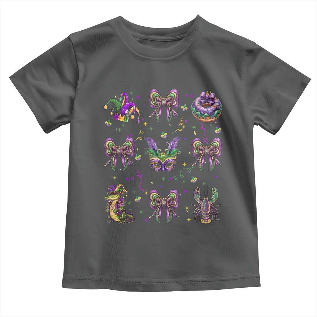 Mardi Gras Coquette Toddler T Shirt Glitter Print Louisiana New Orleans Party Custume Beads TS10 Dark Heather Print Your Wear