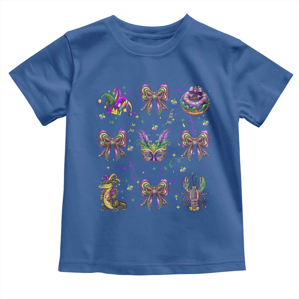 Mardi Gras Coquette Toddler T Shirt Glitter Print Louisiana New Orleans Party Custume Beads TS10 Royal Blue Print Your Wear