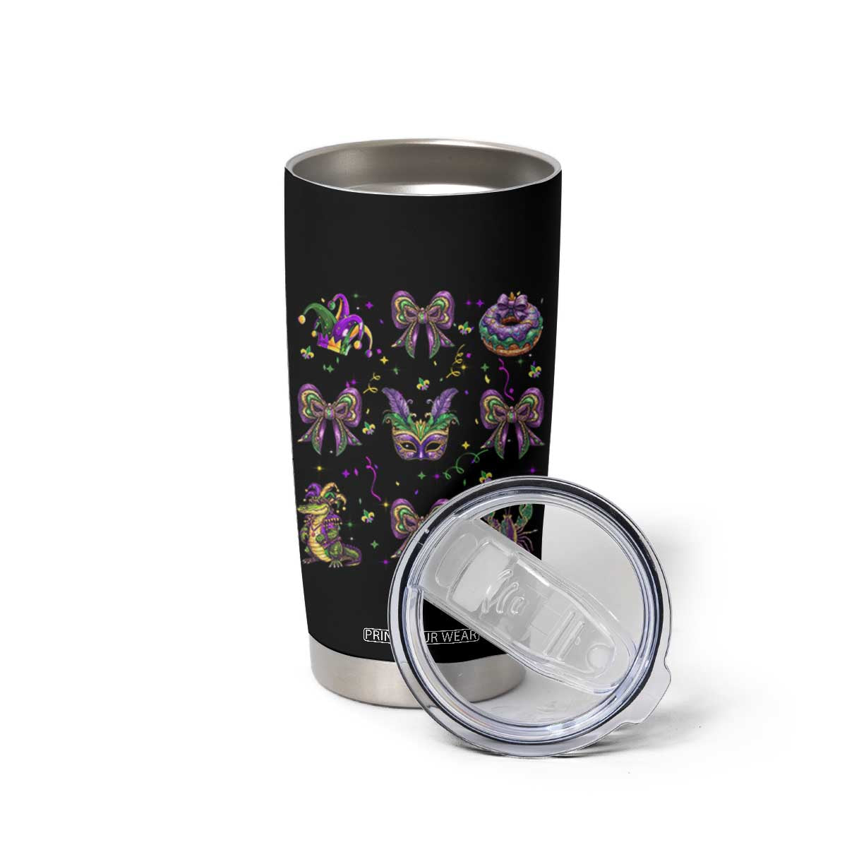 Mardi Gras Coquette Tumbler Cup Glitter Print Louisiana New Orleans Party Custume Beads TS10 Print Your Wear