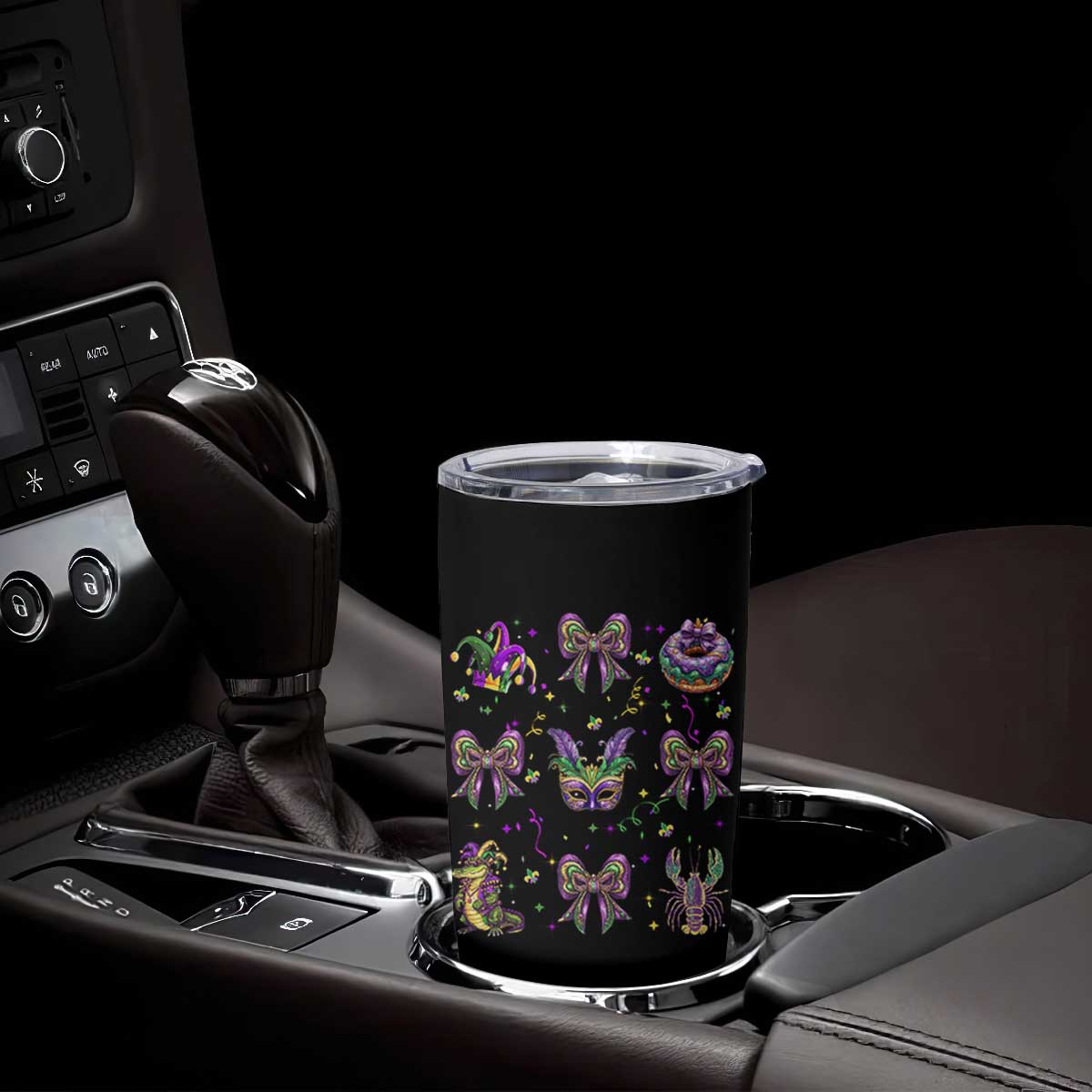 Mardi Gras Coquette Tumbler Cup Glitter Print Louisiana New Orleans Party Custume Beads TS10 Print Your Wear