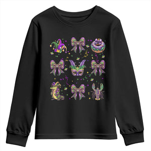 Mardi Gras Coquette Youth Sweatshirt Glitter Print Louisiana New Orleans Party Custume Beads TS10 Black Print Your Wear
