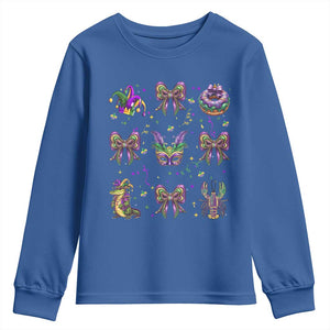 Mardi Gras Coquette Youth Sweatshirt Glitter Print Louisiana New Orleans Party Custume Beads TS10 Royal Blue Print Your Wear
