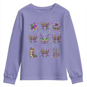 Mardi Gras Coquette Youth Sweatshirt Glitter Print Louisiana New Orleans Party Custume Beads TS10 Violet Print Your Wear