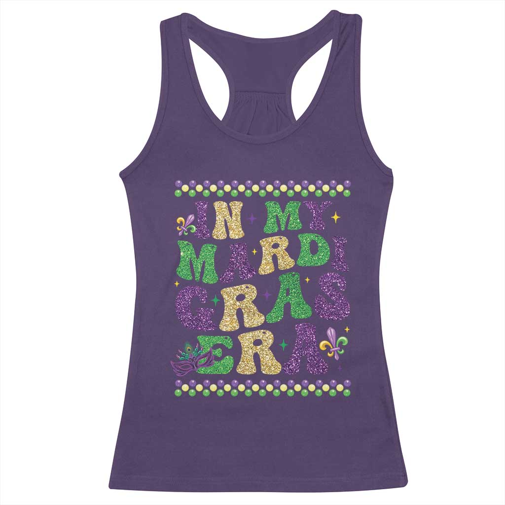 In My Mardi Gras Era Racerback Tank Top Carnival New Orleans Trip Glitter Print TS10 Purple Print Your Wear